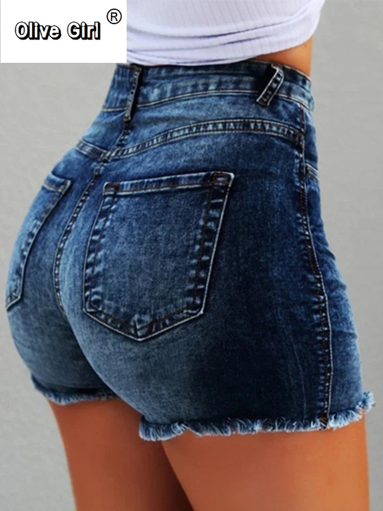 Summer Women Zipper Fly Washed Regular Denim Short Pants Classic Streetwear Fashion Shorts Jeans High Waisted Jeans