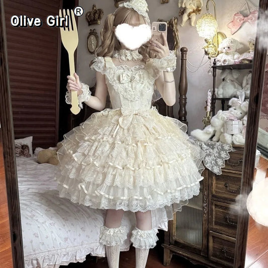 Olive Girl Black Dramatic Lolita Dress for Ren Faire 2026 Fairycore Photoshoot Everyday Wear S-L XS-3XL Plus Size Dramatic Silhouette Romantic Cottagecore Garden Party Editorial Not Costume Lolita Dress Chinese Heritage Fashion Women