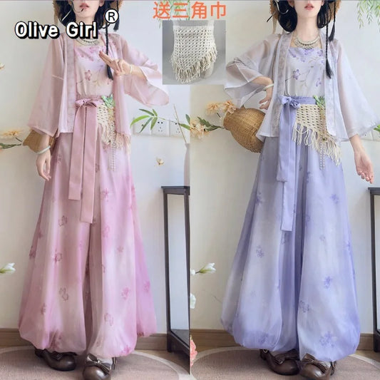 Olive Girl Purple Romantic Hanfu Dress Ren Faire Season 2026 Fairycore Photoshoot Everyday Wear Ethereal Romantic S-L XS-3XL Plus Size East Asian Traditional Outfit Chinese Heritage Fashion Women Costume Alternative Authentic