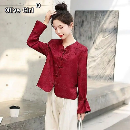 Olive Girl Red Embroidered Embroidered Jacket Ren Faire Season 2026 Garden Wedding Fairycore Photoshoot Dramatic Enchanted M-XXL XS-3XL Plus Size East Asian Traditional Outfit Chinese Heritage Fashion Women Costume Alternative Authentic