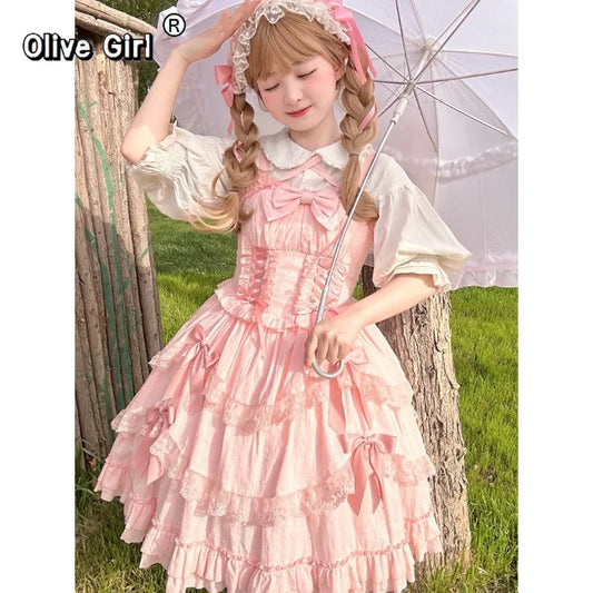 Olive Girl Dramatic Lolita Dress for Ren Faire 2026 Fairycore Photoshoot Everyday Wear S-L XS-3XL Plus Size Dramatic Silhouette Editorial Not Costume Lolita Dress Chinese Heritage Fashion Women