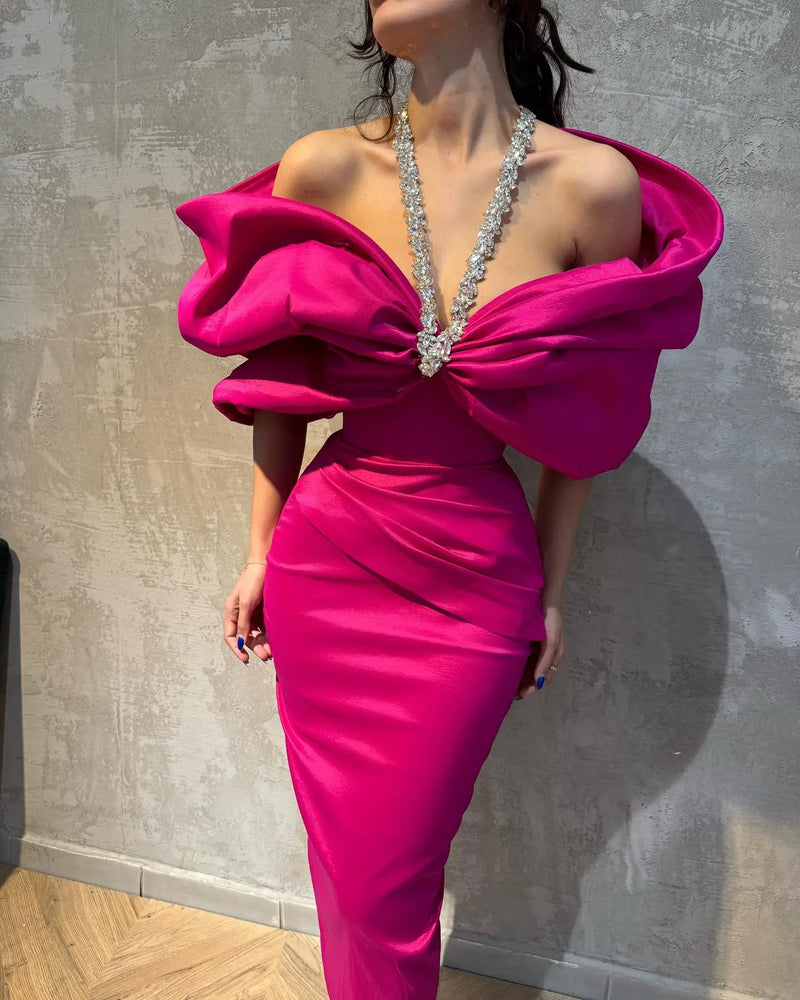 Blue Black Women Sexy Halter Off the Shoulder Crystal Ruffles Bodycon Long Bandage Dress Nightclub Party Birthday Celebrate Wear