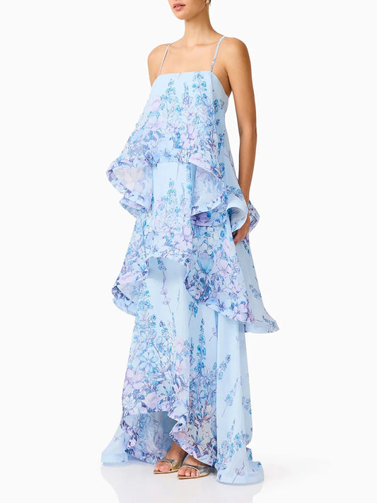 Solid Loose Spliced Printing Dresses for Women Square Collar Sleeveless French Romantic Dress Female Summer Fashion Style