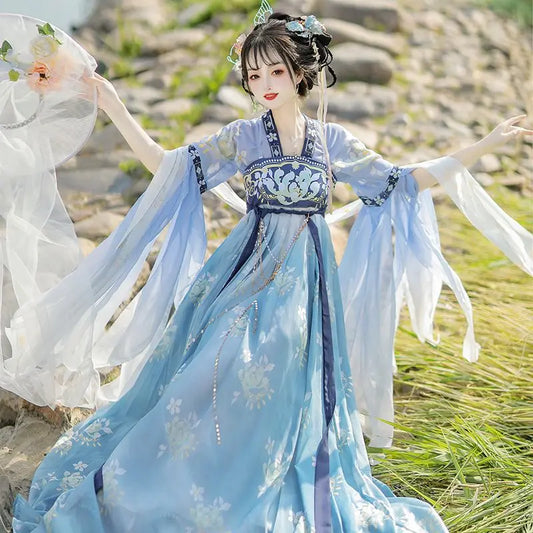 Olive Girl Blue Hanfu Dress 2026 S-XL XS-3XL Plus Size Hanfu Chinese Dress Traditional Chinese Clothing Chinese Heritage Fashion Women
