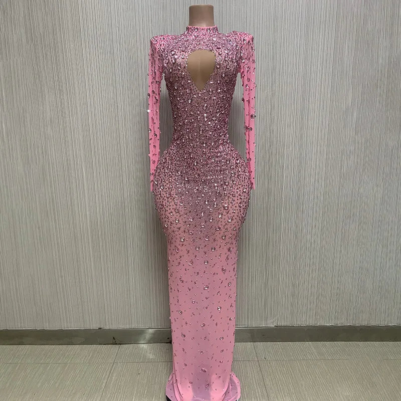 2026 Perspective Sparkling Diamond Crystal Evening Crystal Birthday Evening Dress Robe De Soiree Elegante Pour Femme Prom Dress