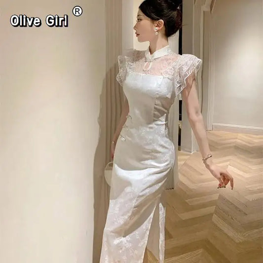 Olive Girl Black Romantic Dress for Garden Wedding 2026 Fairycore Photoshoot Everyday Wear S-L XS-3XL Plus Size Romantic Garden Party Editorial Not Costume Dress Chinese Heritage Fashion Women