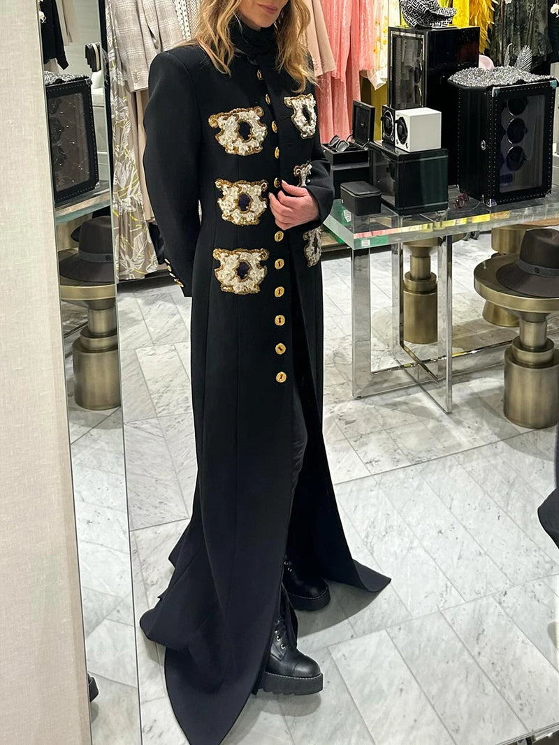 Elegant Spliced White Flower Embroidery Dress for Women O Neck Long Sleeve High Waist Patchwork Button Slim Dresses Female