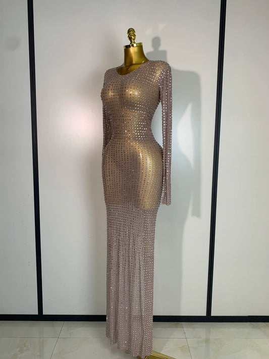 Sparkling Diamond Elegant Party Long Gowns Dress Elegant Celebrity Evening Party Nightclub Prom Dress Singer Dancer Stage Outfit