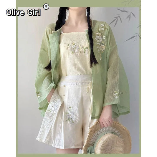 Olive Girl Green Hanfu Dress 2026 S-L XS-3XL Plus Size Hanfu Chinese Dress Traditional Chinese Clothing Chinese Heritage Fashion Women