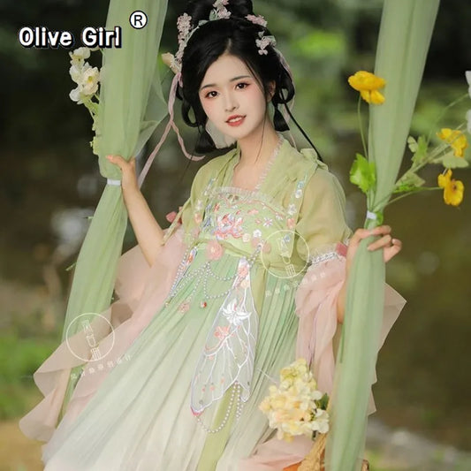 Olive Girl Hanfu Dress 2026 S-XL XS-3XL Plus Size Ren Faire Dress Hanfu Chinese Dress Traditional Chinese Clothing Chinese Heritage Fashion Women
