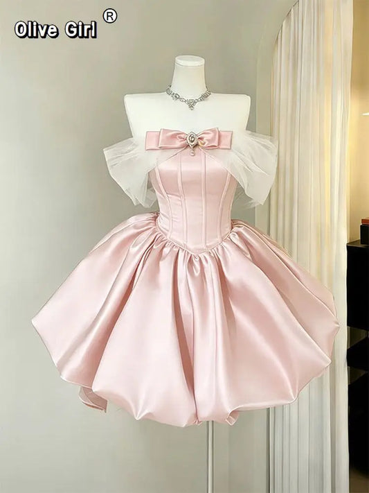 Olive Girl Pink Romantic Dress for Garden Wedding 2026 Fairycore Photoshoot Everyday Wear XS-XXXL XS-3XL Plus Size Romantic Garden Party Editorial Not Costume Dress Chinese Heritage Fashion Women