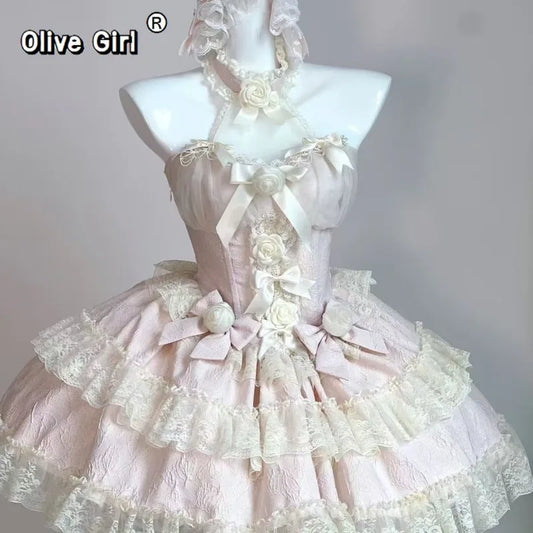 Olive Girl Dramatic Lolita Dress for Ren Faire 2026 Fairycore Photoshoot Everyday Wear S-L XS-3XL Plus Size Dramatic Silhouette Romantic Cottagecore Garden Party Editorial Not Costume Lolita Dress Chinese Heritage Fashion Women