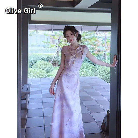 Olive Girl Red Embroidered Qipao for Ren Faire 2026 Garden Wedding Fairycore Photoshoot Everyday Wear S-XXL XS-3XL Plus Size Hand Embroidered Dramatic Silhouette Romantic Garden Party Editorial Not Costume Chinese Heritage Fashion Women