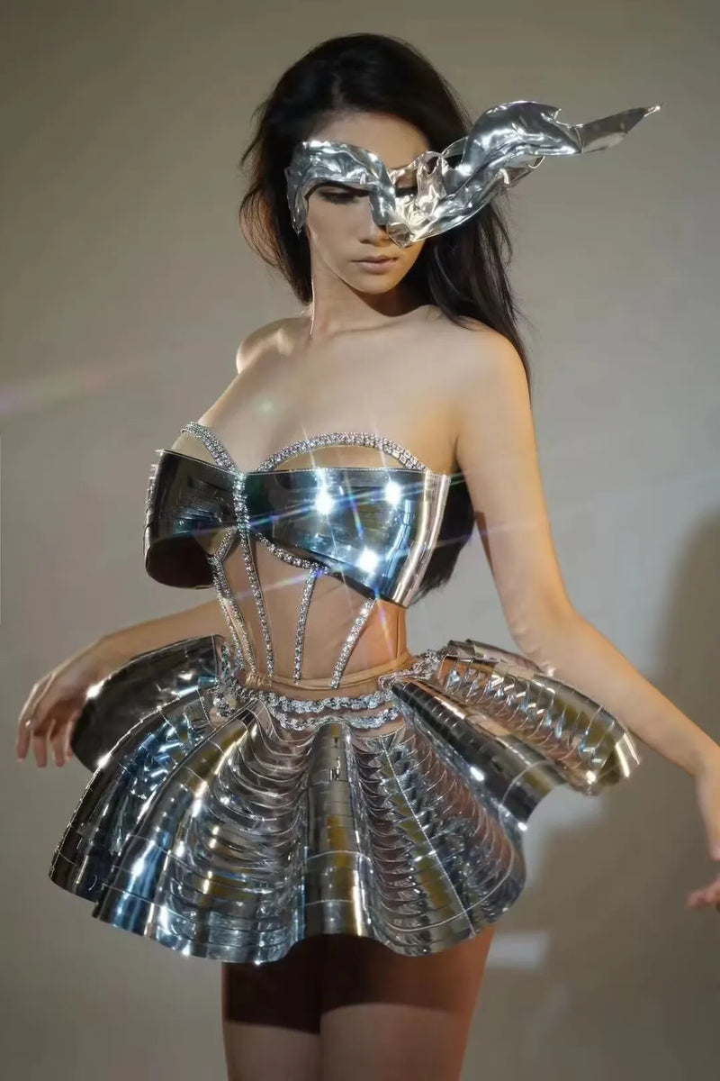 New Model Glamorous Dark Glossy Tube Top Tutu Party Skirt - Glam Super Short Birthday Princess Performance Dress for Girl Groups