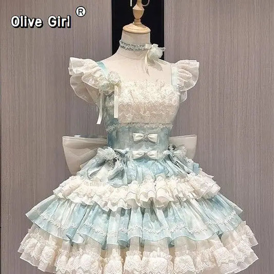 Olive Girl Romantic Lolita Dress for Ren Faire 2026 Fairycore Photoshoot S-XL XS-3XL Plus Size Romantic Cottagecore Garden Party Editorial Not Costume Lolita Dress Chinese Heritage Fashion Women