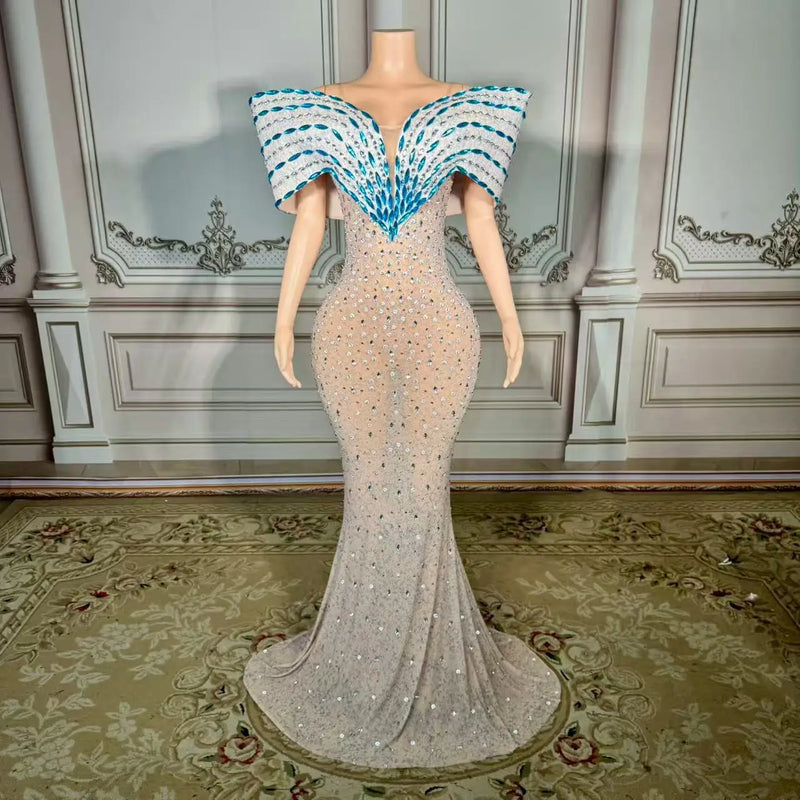 Top Selling Products 2025 Summer Female Elegant Evening Casual Dresses With Crystal Luxury Shiny Sexy Club Dresses