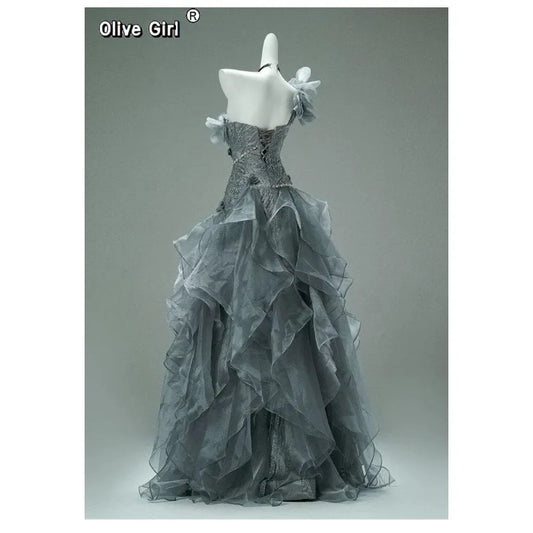 Olive Girl Red Embroidered Dress for Garden Wedding Summer 2026 Fairycore Photoshoot Ethereal Romantic XS-XXXL XS-3XL Plus Size Embroidered Dramatic Silhouette Romantic Editorial Not Costume Costume Alternative Authentic