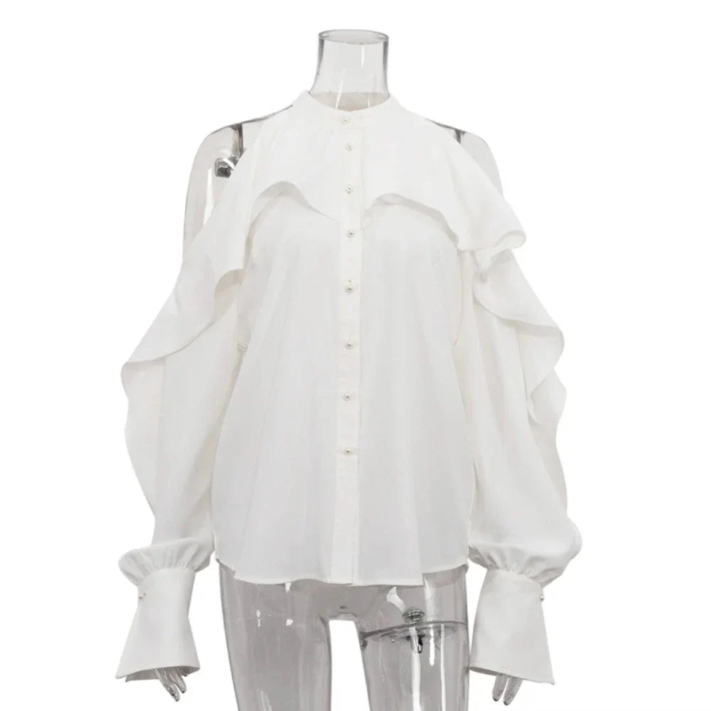 White Ruffle Blouses: Let the Open Sleeves Lead