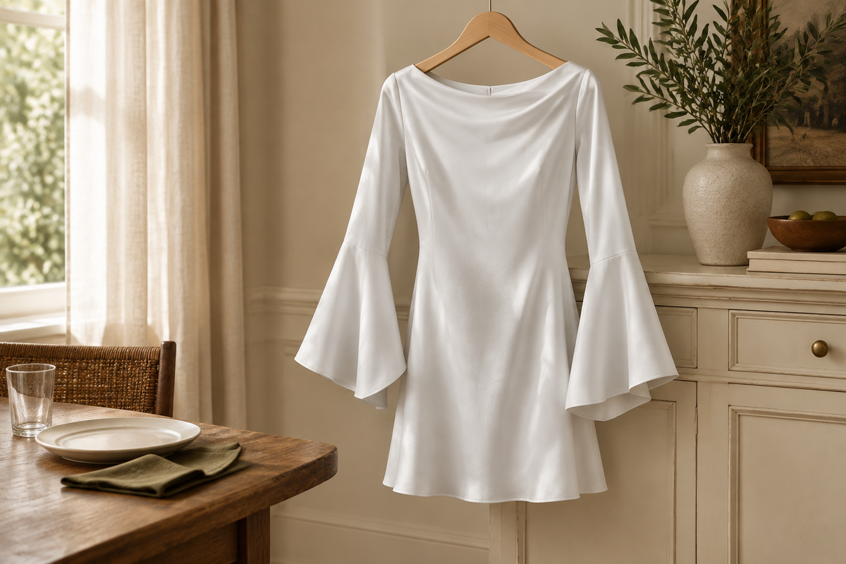Bell-Sleeve Dresses for Dinner: Check the Cuff at the Table