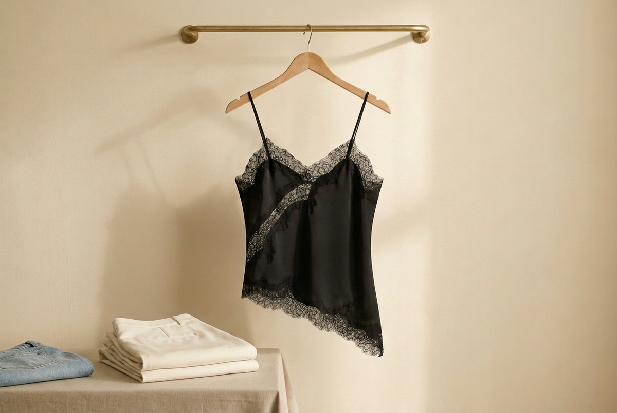 Black Lace Camisoles for Dinner: Jeans or Pale Trousers?