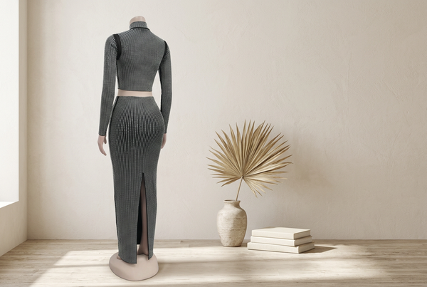 Black Sparkle Skirt Sets: Check the Back Slit for Dinner