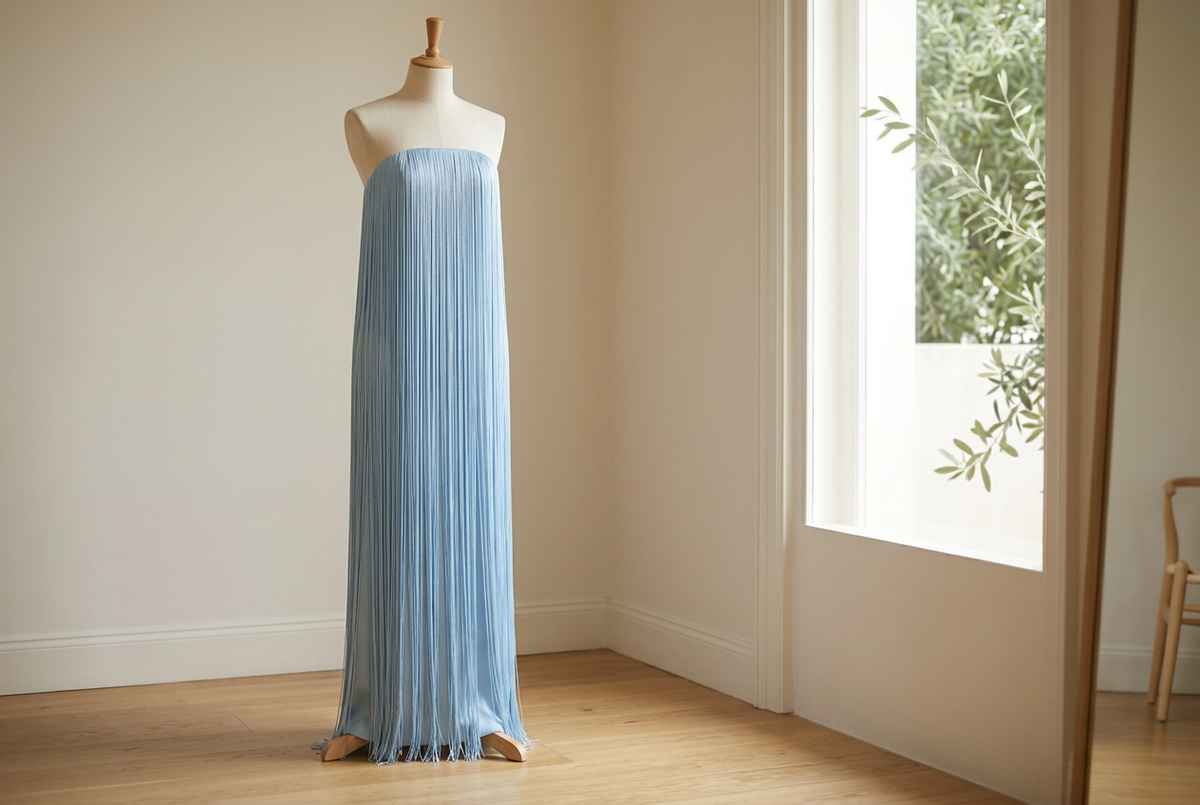 Blue Fringe Dresses for a Garden Celebration: One Color, All the Detail