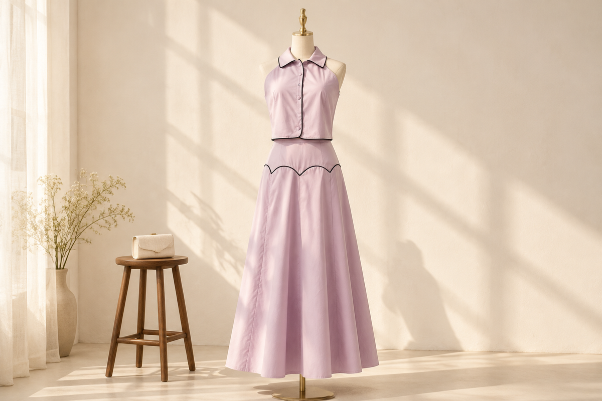 Collared Skirt Sets for Lunch: Choose the Shoulder Line