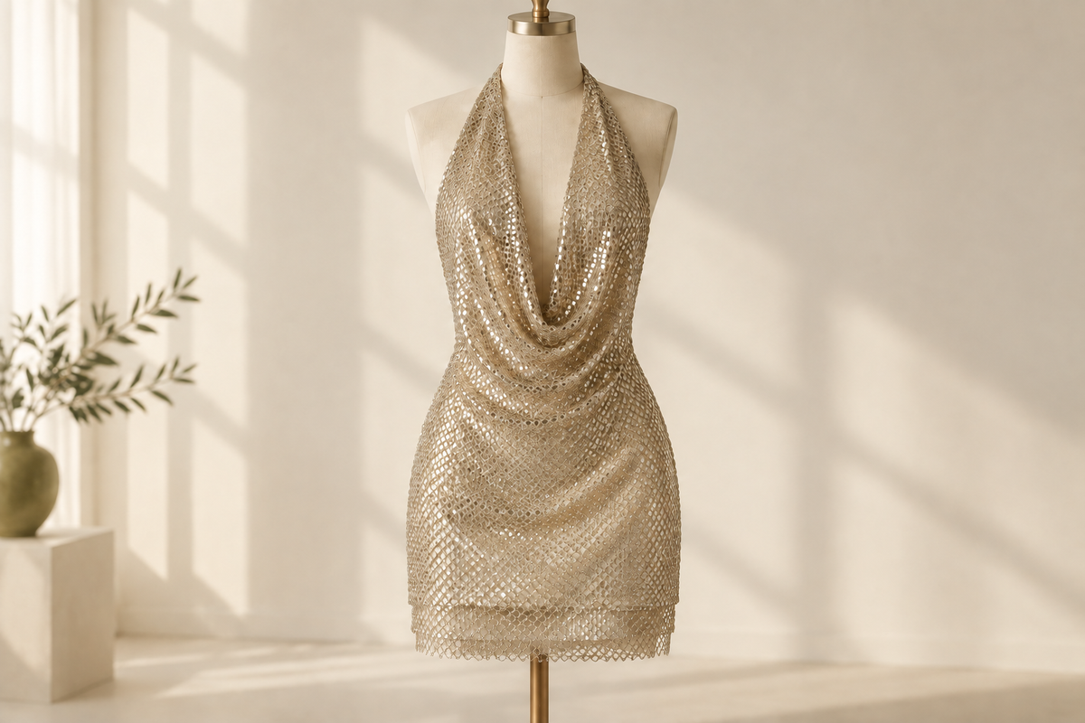 Cowl-Neck Mini Dresses: A Loose Front Is Not a Loose Fit