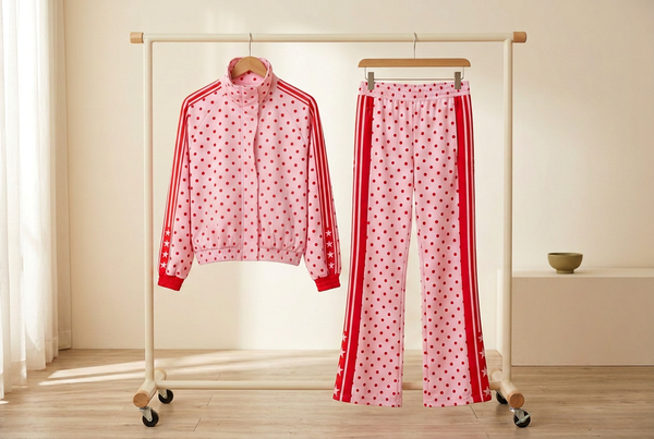 Polka-Dot Trouser Sets for Weekends: Follow the Side Stripe