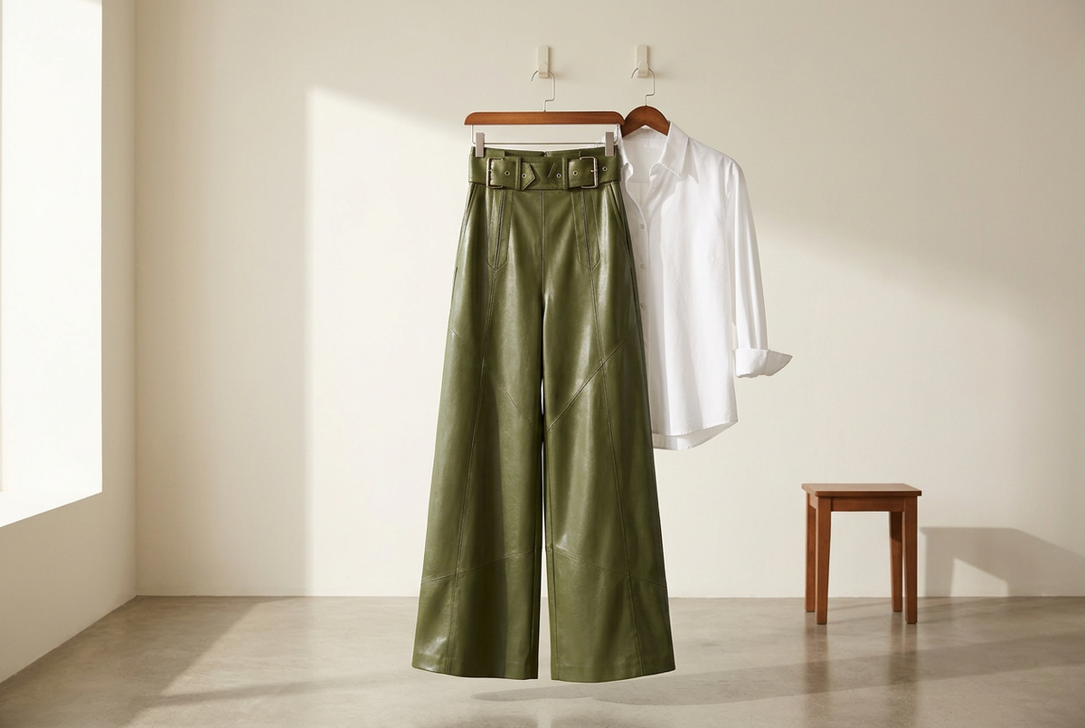 Faux-Leather Trousers for Dinner: A Plain Top Can Be Enough