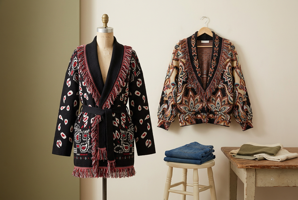 Fringed Cardigans with Jeans: A Waist Tie or an Open Frame?