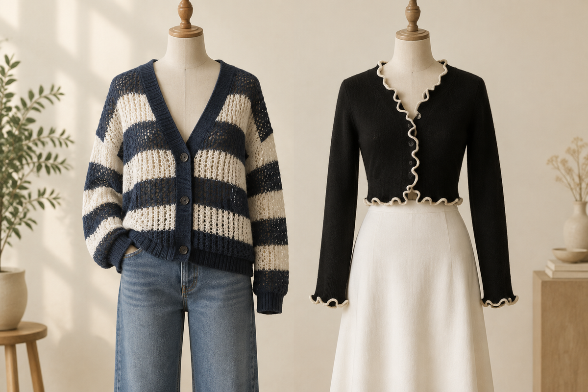 Statement Cardigans: Broad Stripes or a Ruffled Edge?