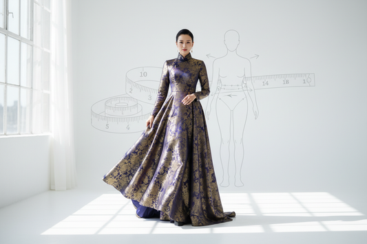 Hanfu sizing guide for Western bodies — how to measure bust, waist, hip in inches and find the perfect hanfu fit