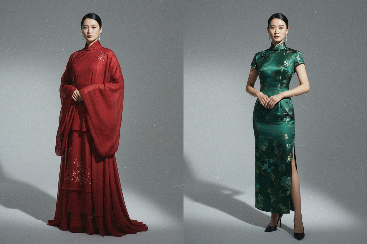 Hanfu vs Qipao comparison — authentic Chinese heritage fashion for Western women, Olive Girl 2026