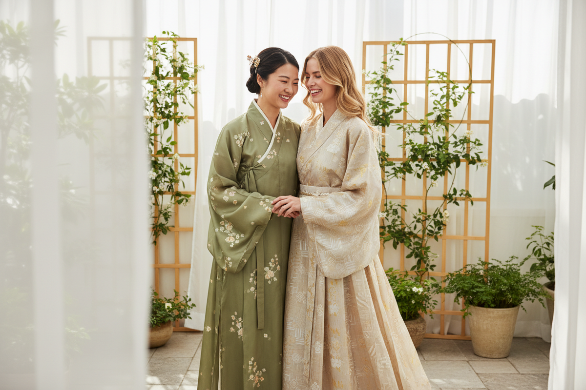 Is wearing Hanfu cultural appropriation — East Asian and Western women wearing authentic Hanfu together, cultural appreciation not appropriation, Olive Girl 2026