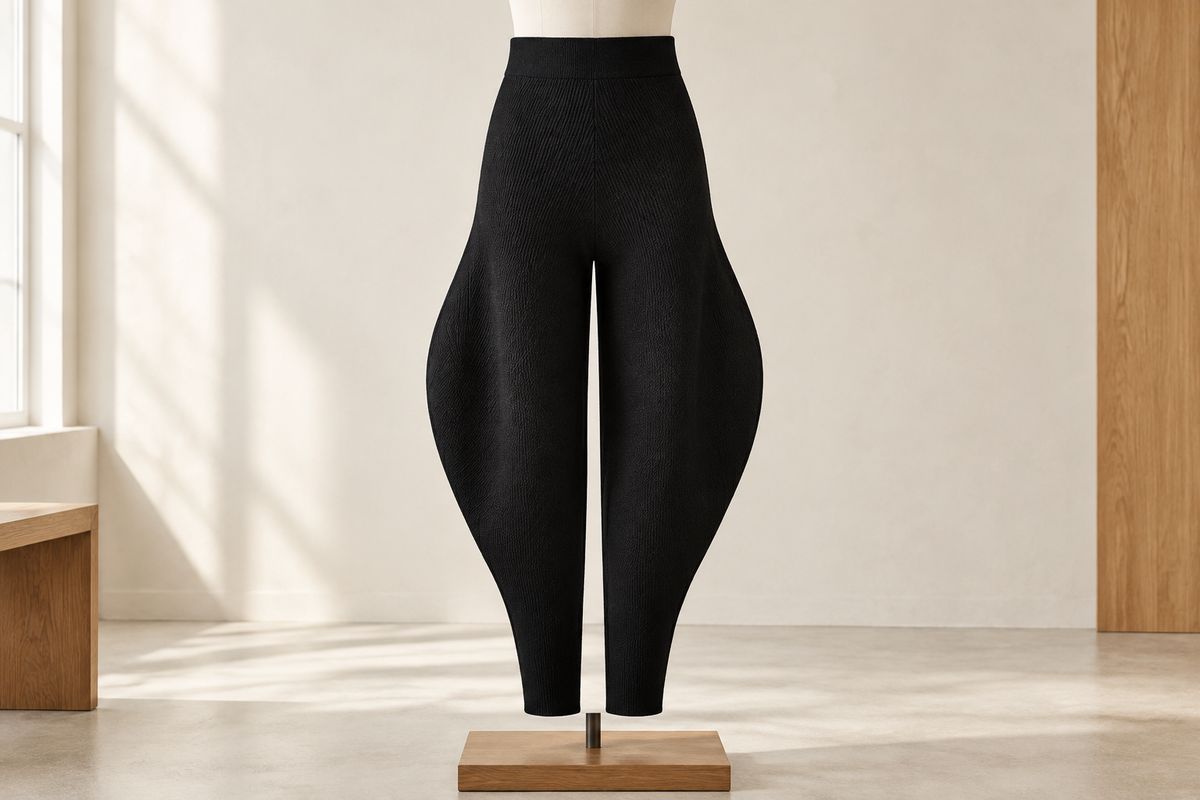 Sculptural Knit Trousers for Gallery Days: Let the Curved Leg Lead