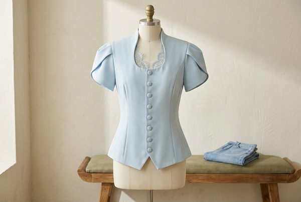 Lace-Neck Blouses with Jeans: Keep the Waist Detail Visible