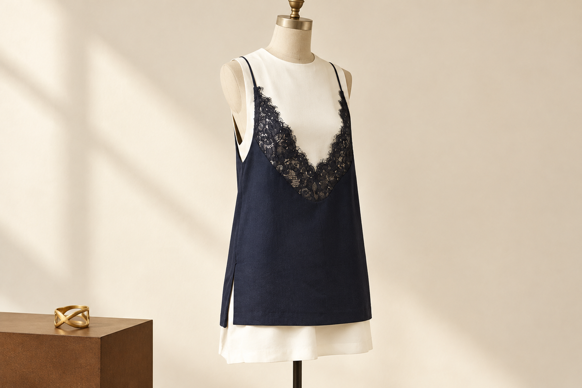 Navy and Ivory for Dinner: Let the Layered Mini Lead