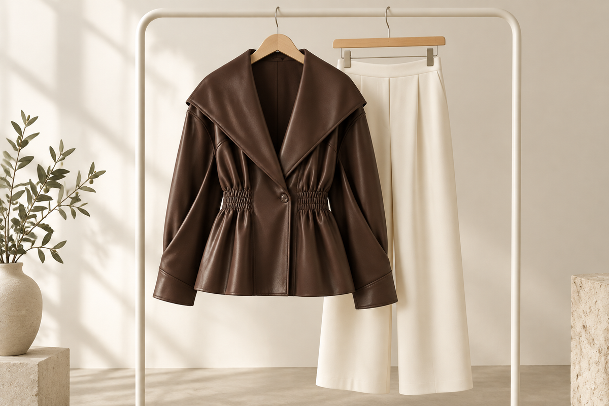 Peplum Jackets with Wide-Leg Trousers: Let the Hem Lead
