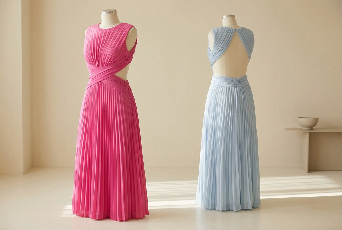 Pink or Pale Blue? A Pleated Dress for Birthday Dinner