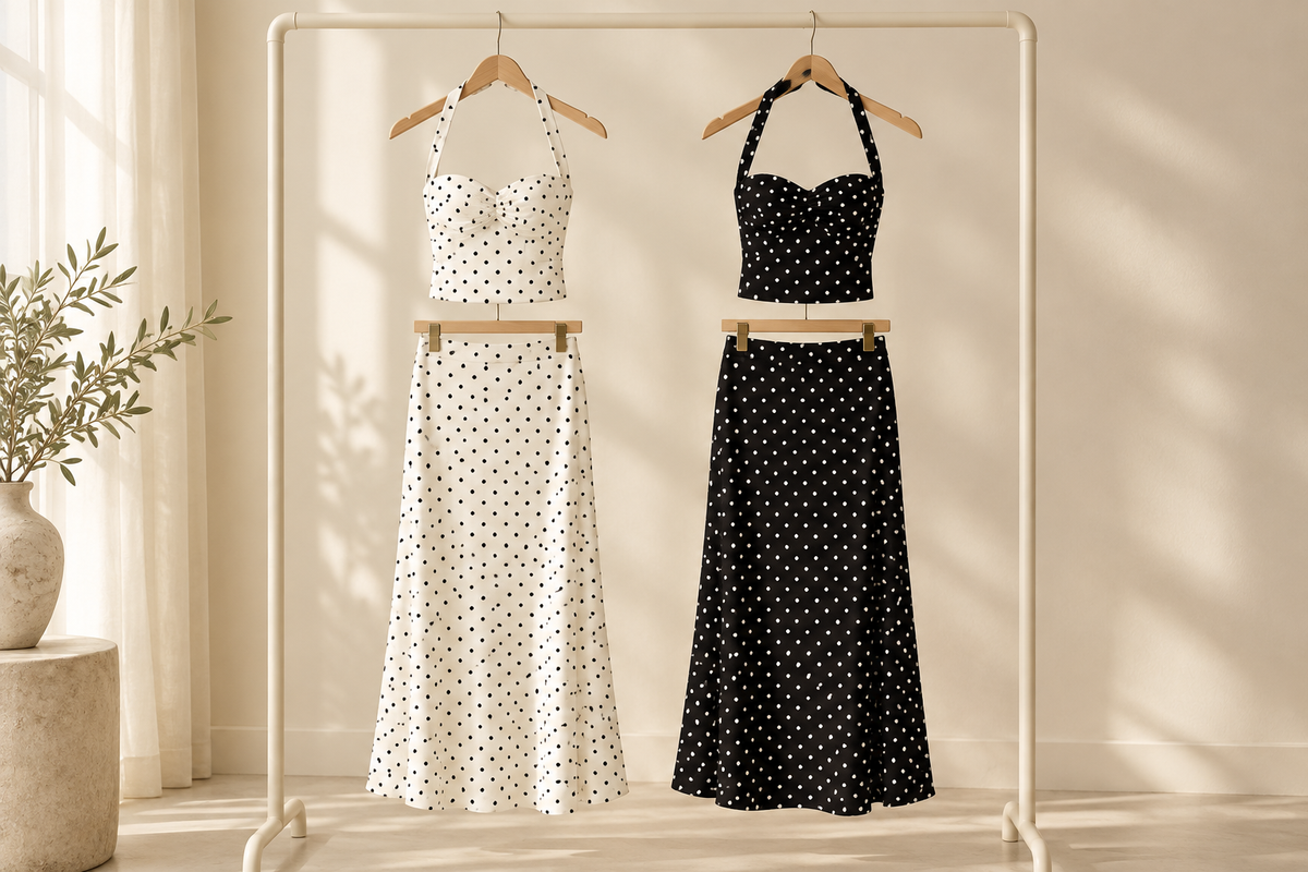 Polka-Dot Skirt Sets: Pick the Background, Check Both Pieces