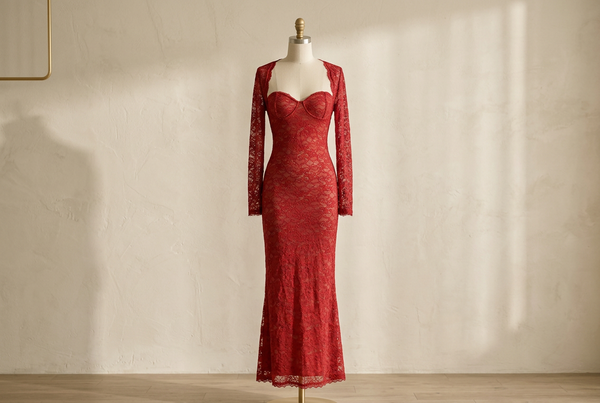 Red Lace Dinner Dresses: Frame the Sweetheart Neckline