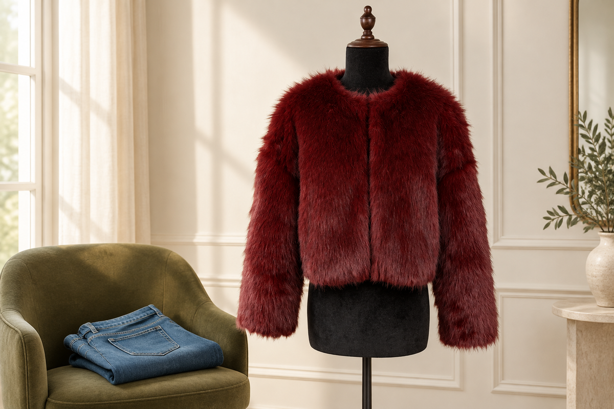 Red Plush Jackets for a Weekend: Denim or an All-Red Look?