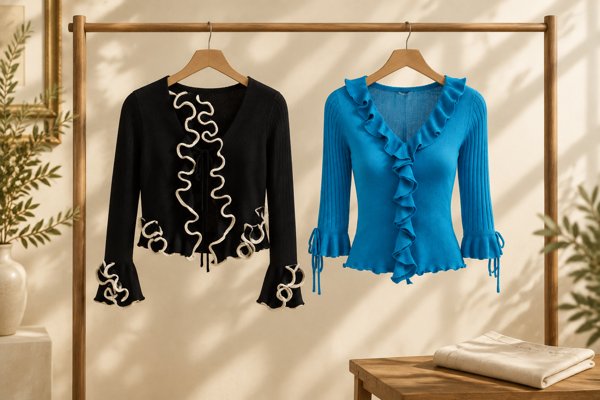 Ruffled Cardigan or Pullover? Choose the Opening, Not the Trim