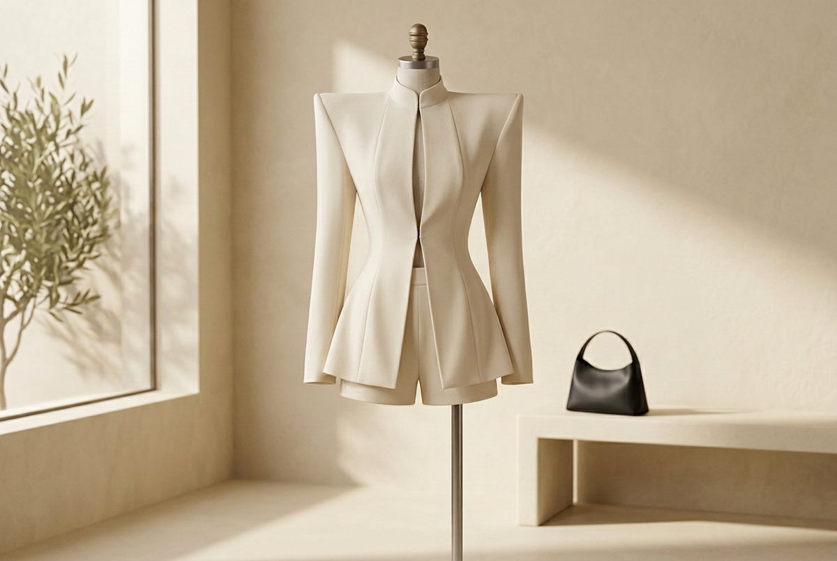 Stand-Collar Shorts Suits: Let the Upper Frame Lead
