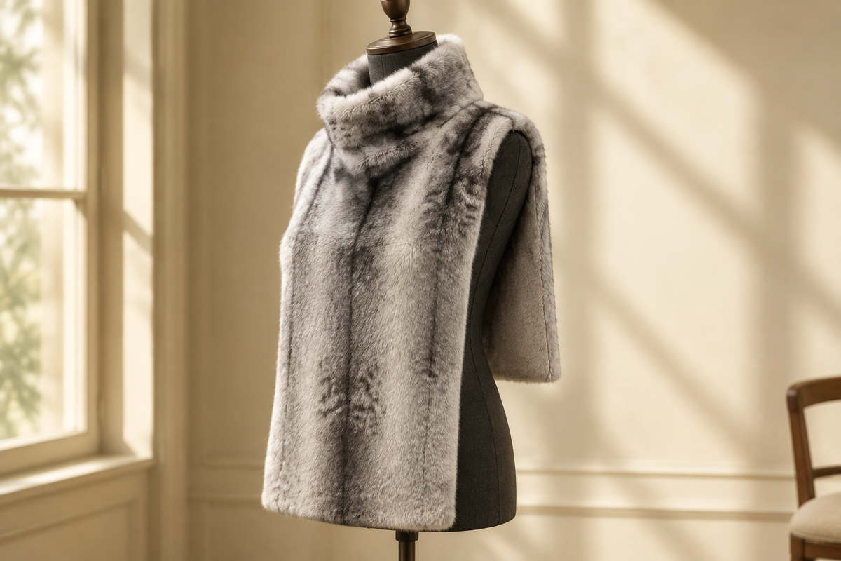 Fur-Look Vest Tops: Check the Front, Back and Open Sides