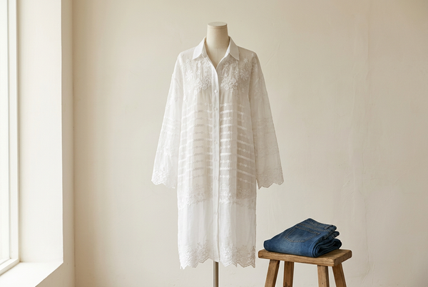 White Long Shirts with Jeans: Let the Pattern Lead
