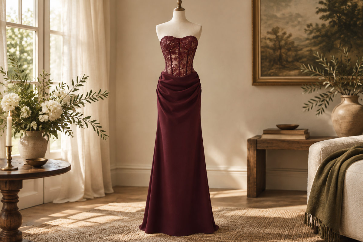 Wine-Red Dinner Gowns: Slim Skirt or Dramatic Fishtail?