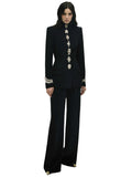 Women's Diamond Beaded Blazer Jacket Pants Set 2026 New Formal Slim Suit Jacket Trouser Two Piece Set Outfit