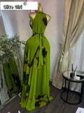 Women Printed Sleeveless with Sashes Fit and Flare A-line Maxi Dress 2026 Streetwear Beach Holiday Long Dresses Vestido
